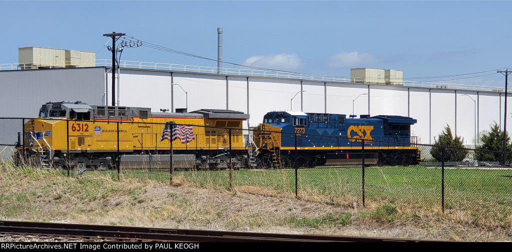 UP 6312 and CSX 7273 on the North side parking track.